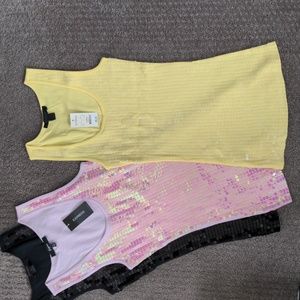 NWT Vintage Y2K Express Yellow Sequin Tank Top Size XS